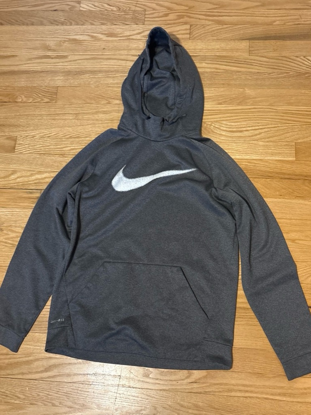 Nike Gray Dri-FIT Hoodie with White Logo Trim